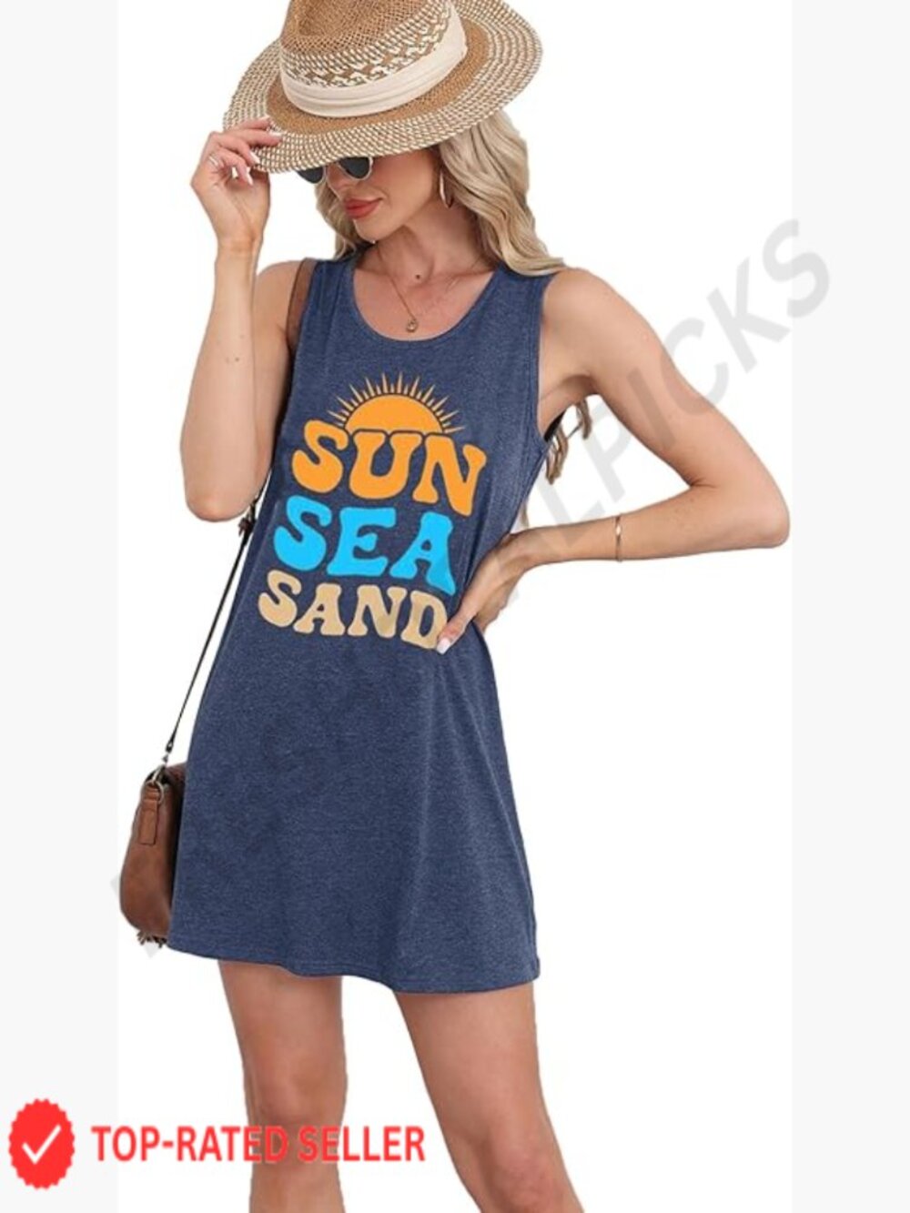 Summer Tank Dress Sunset Graphic Mini Sundress Casual Beach Vacation A-Line